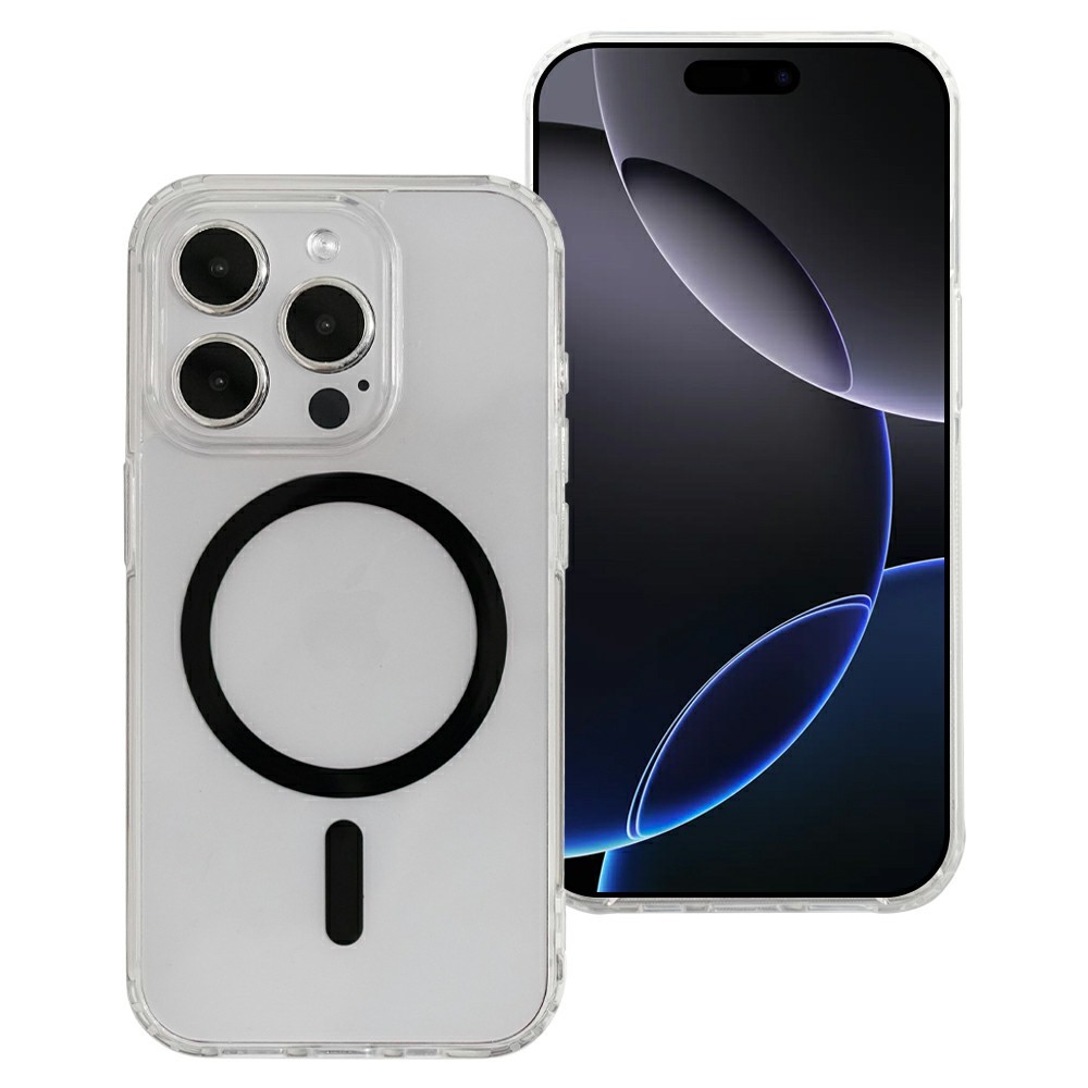 SIMPLY ROAR For iPhone 13 Pro Max Transparent PC + TPU Case Compatible with MagSafe Phone Cover - Black