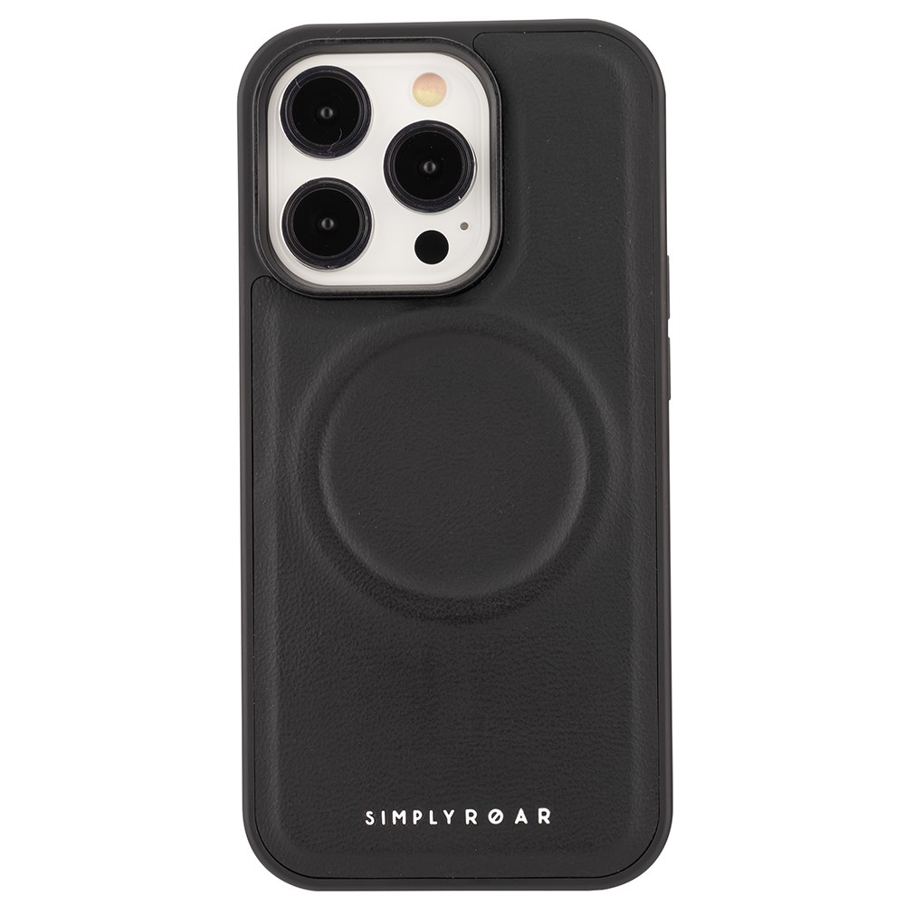 SIMPLY ROAR For iPhone 13 Pro Case Compatible with MagSafe Leather TPU Mobile Cover - Black