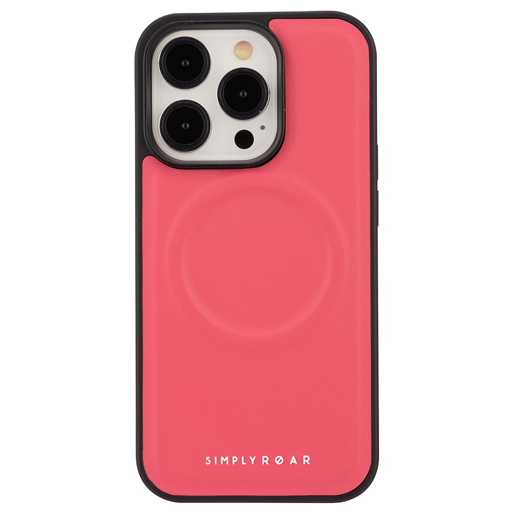 SIMPLY ROAR For iPhone 13 Pro Case Compatible with MagSafe Leather TPU Mobile Cover - Red