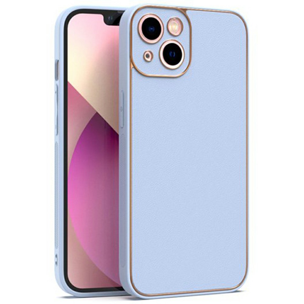 SIMPLY ROAR For iPhone 14 Case PU Leather + TPU Electroplating Phone Cover - Blue