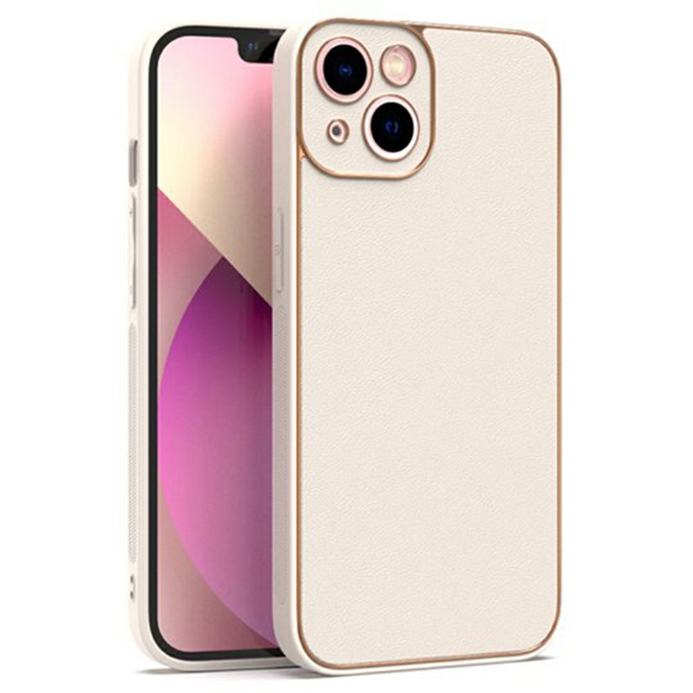 SIMPLY ROAR For iPhone 14 Case PU Leather + TPU Electroplating Phone Cover - Gold