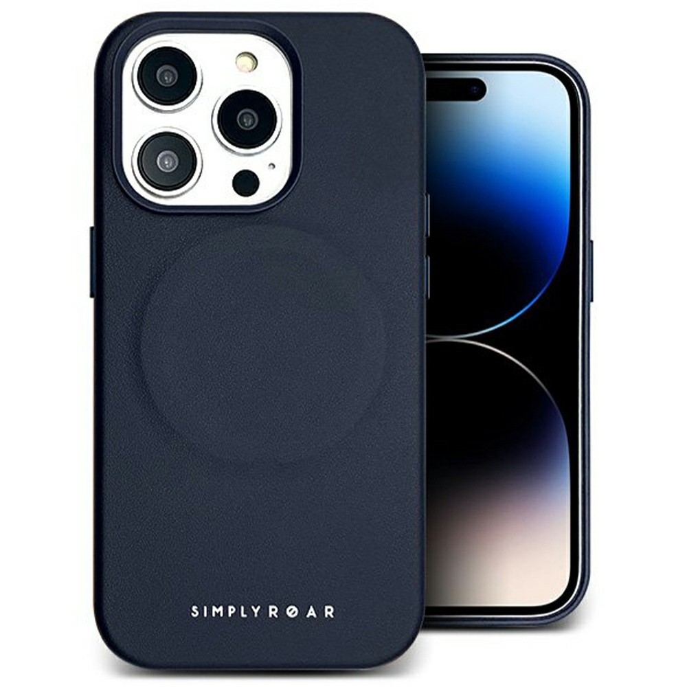 SIMPLY ROAR For iPhone 13 Pro Max Case Compatible with MagSafe PU Leather + PC Back Cover - Dark Blue