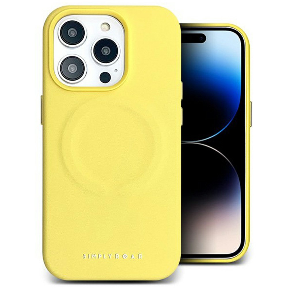 SIMPLY ROAR For iPhone 13 Pro Case Compatible with MagSafe PU Leather + PC Back Cover - Yellow