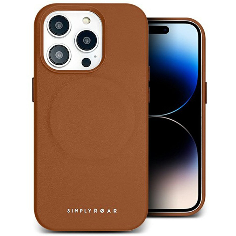 SIMPLY ROAR For iPhone 13 Pro Case Compatible with MagSafe PU Leather + PC Back Cover - Brown