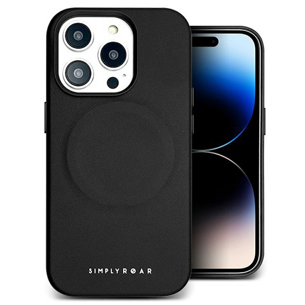 SIMPLY ROAR For iPhone 13 Pro Case Compatible with MagSafe PU Leather + PC Back Cover - Black