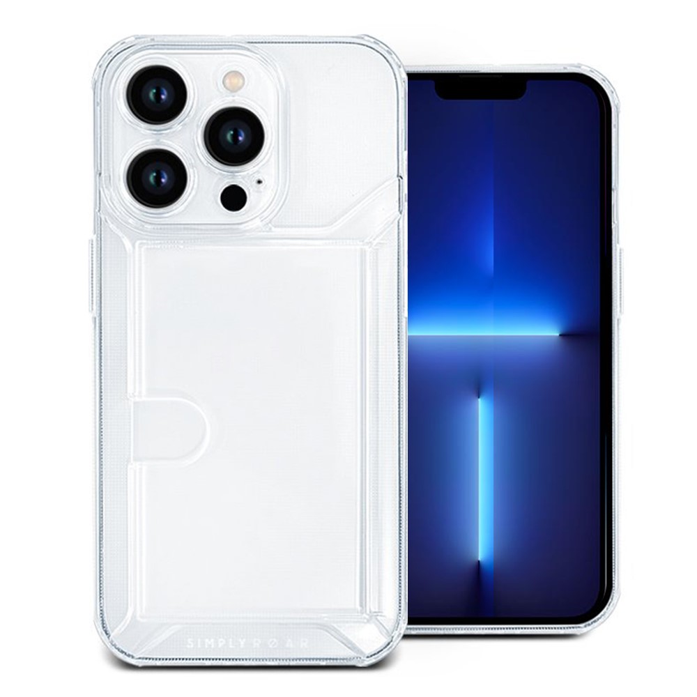 SIMPLY ROAR For iPhone 13 Pro Case with Card Holder Clear TPU Phone Cover