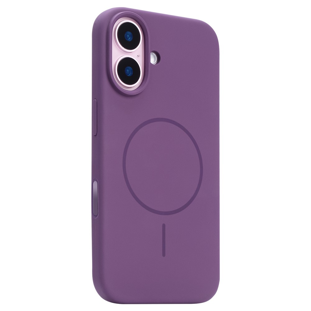For iPhone 16 Plus Case Compatible with MagSafe Liquid Silicone Phone Back Cover with Camera Button - Dark Purple