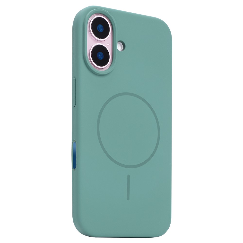 For iPhone 16 Plus Case Compatible with MagSafe Liquid Silicone Phone Back Cover with Camera Button - Green