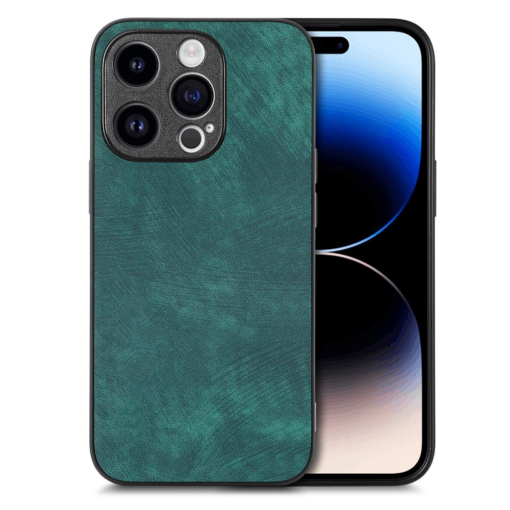 For iPhone 15 Pro Max Case Shockproof Slim Retro Leather Phone Back Cover - Green