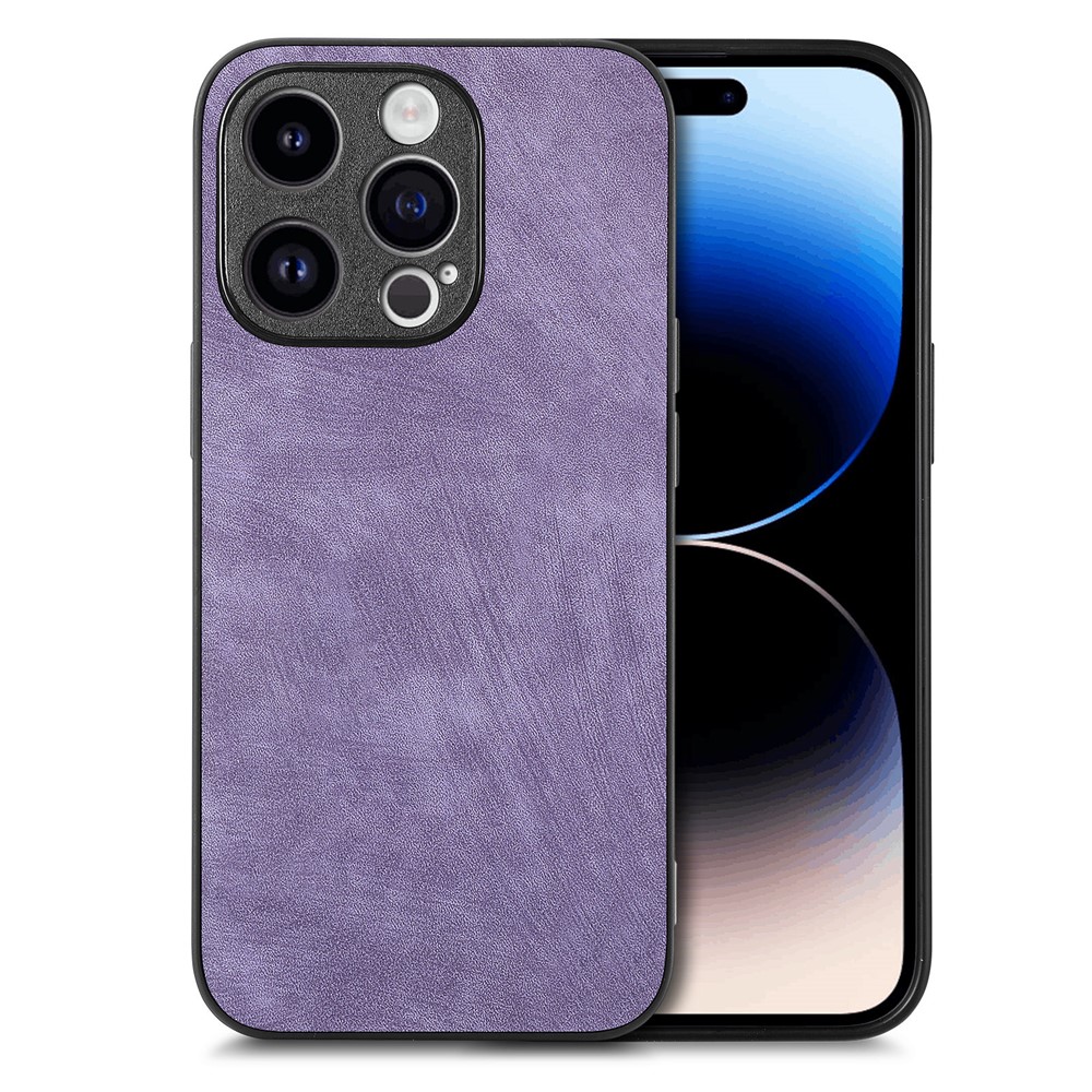 For iPhone 12 Pro Max 6.7 inch Case Shockproof Slim Retro Leather Phone Back Cover - Purple