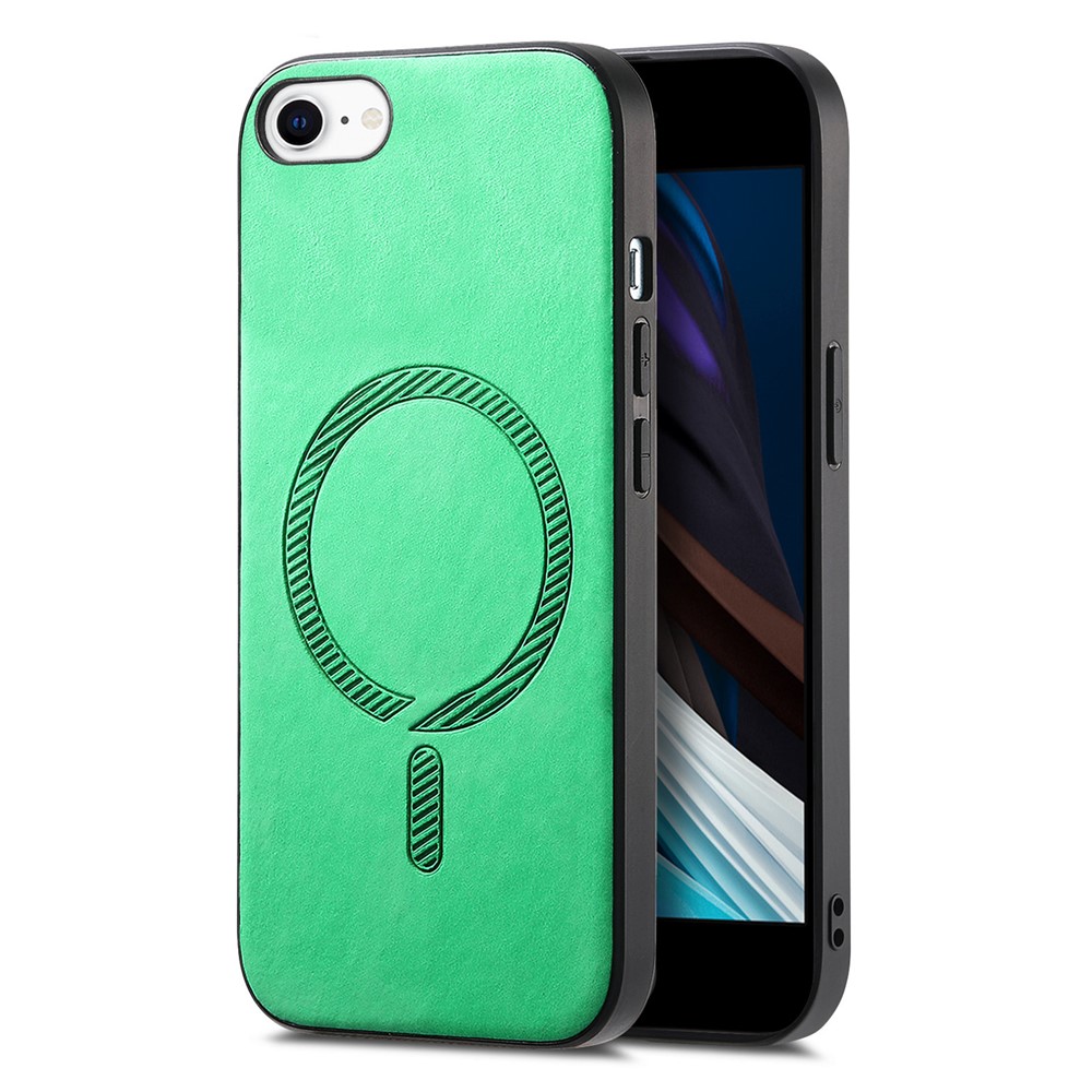 For iPhone 16e Leather Back Case Compatible with MagSafe Skin-Touch Phone Cover - Green