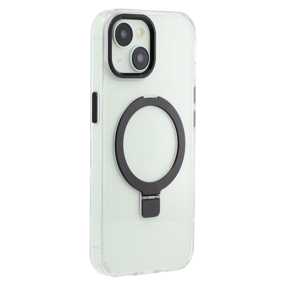 For iPhone 15 Case Compatible with MagSafe Kickstand TPU + PC Clear Phone Cover - Black