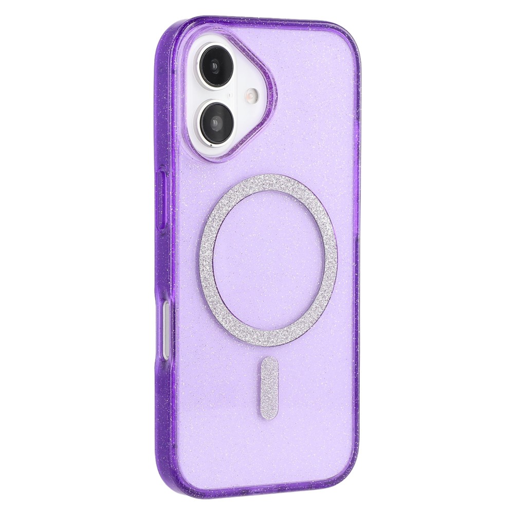 For iPhone 16 Plus Case Compatible with MagSafe 2.0mm PC + TPU Glitter Phone Cover - Purple
