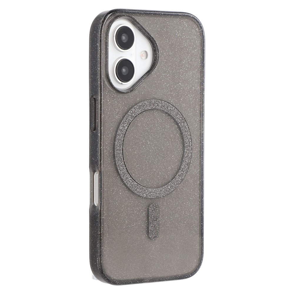 For iPhone 16 Plus Case Compatible with MagSafe 2.0mm PC + TPU Glitter Phone Cover - Black