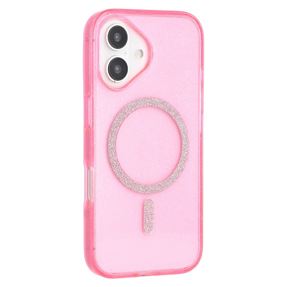For iPhone 16 Plus Case Compatible with MagSafe 2.0mm PC + TPU Glitter Phone Cover - Pink