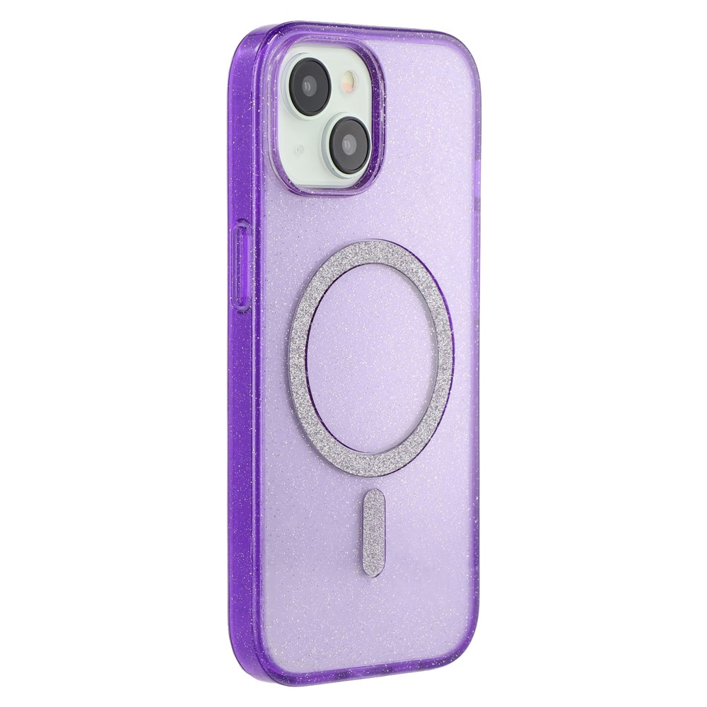 For iPhone 15 Case Compatible with MagSafe 2.0mm PC + TPU Glitter Phone Cover - Purple