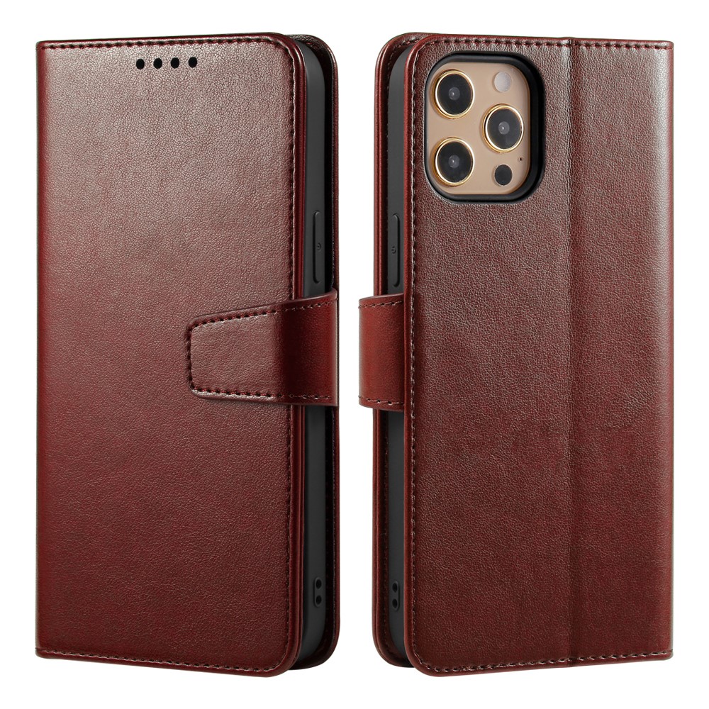 For iPhone 15 Pro Max Case Stand Card Holder Wallet Leather Phone Cover - Brown