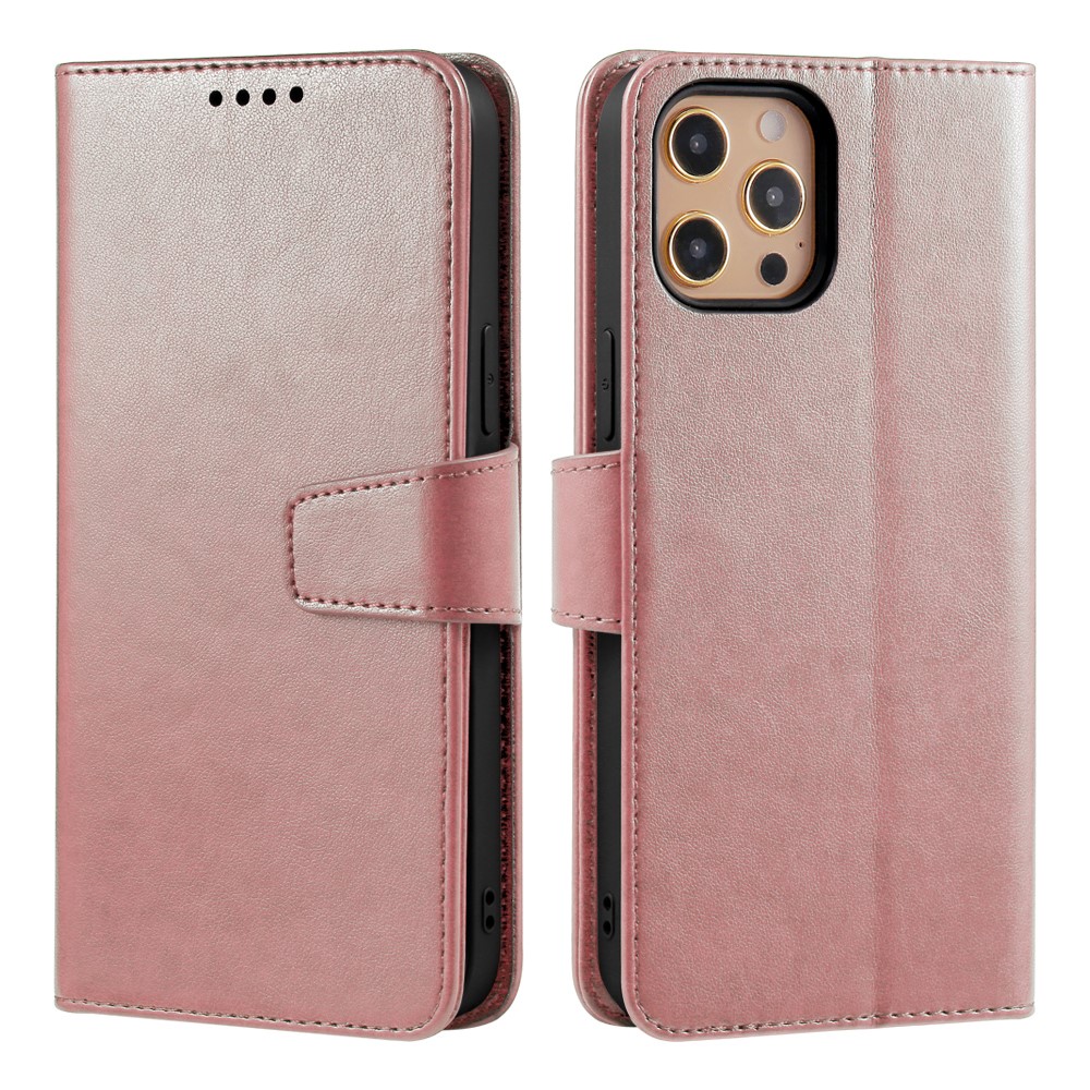 For iPhone 13 Pro Case Stand Card Holder Wallet Leather Phone Cover - Rose Gold