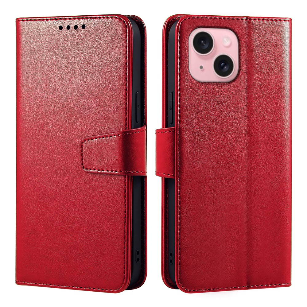 For iPhone 13 Case Stand Card Holder Wallet Leather Phone Cover - Red