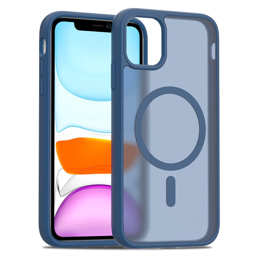 For iPhone 11 / XR Case Compatible with MagSafe TPU Frame Acrylic Back Phone Cover Skin Touch - Blue
