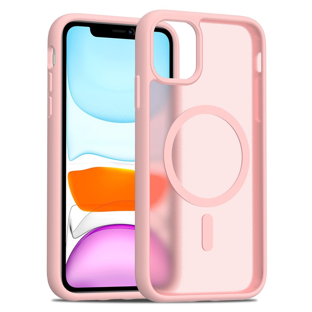 For iPhone 11 / XR Case Compatible with MagSafe TPU Frame Acrylic Back Phone Cover Skin Touch - Pink
