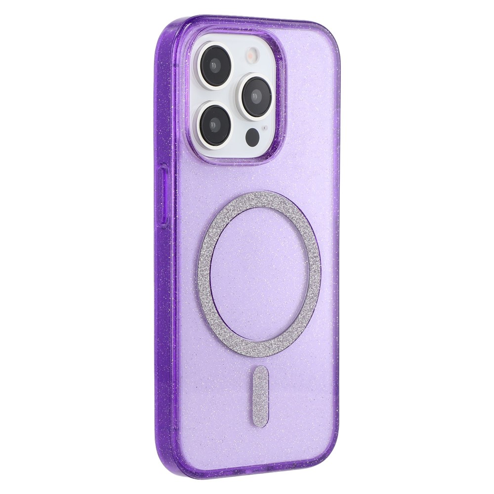 For iPhone 14 Pro Case Compatible with MagSafe 2.0mm PC + TPU Glitter Phone Cover - Purple