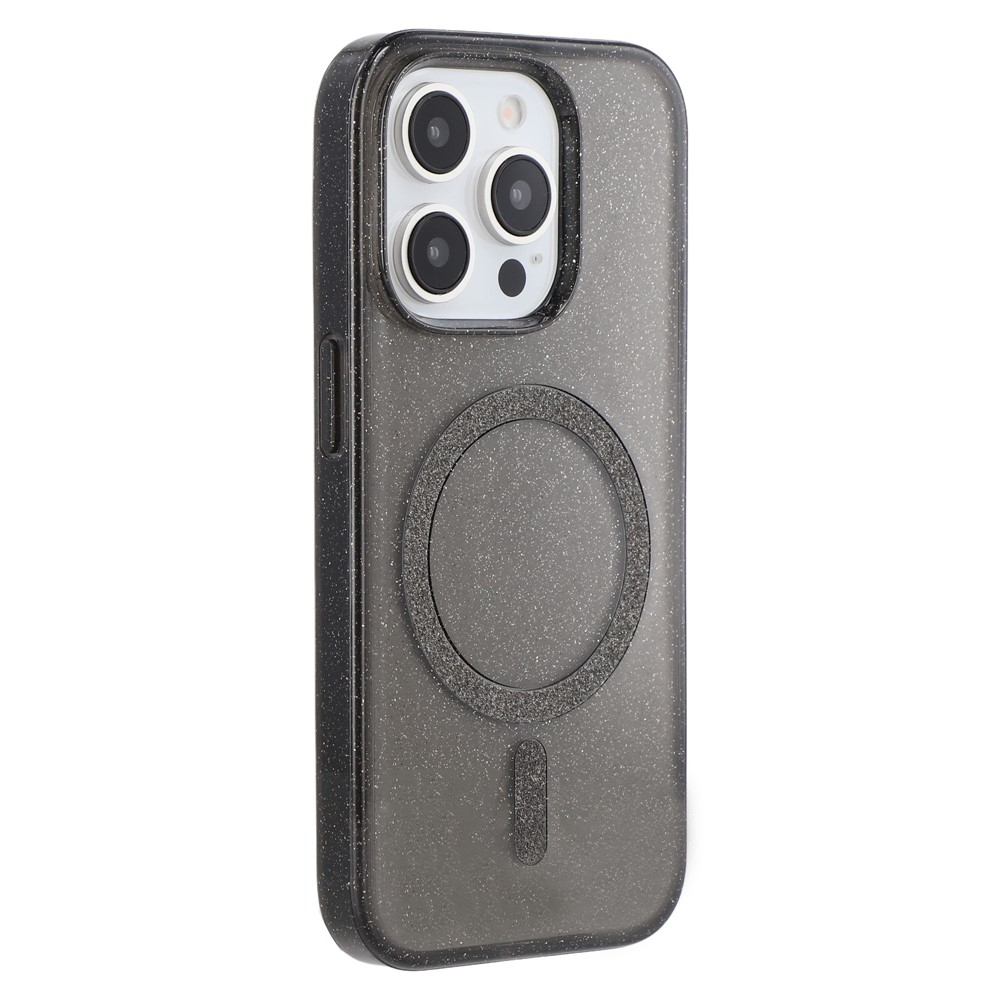 For iPhone 14 Pro Case Compatible with MagSafe 2.0mm PC + TPU Glitter Phone Cover - Black