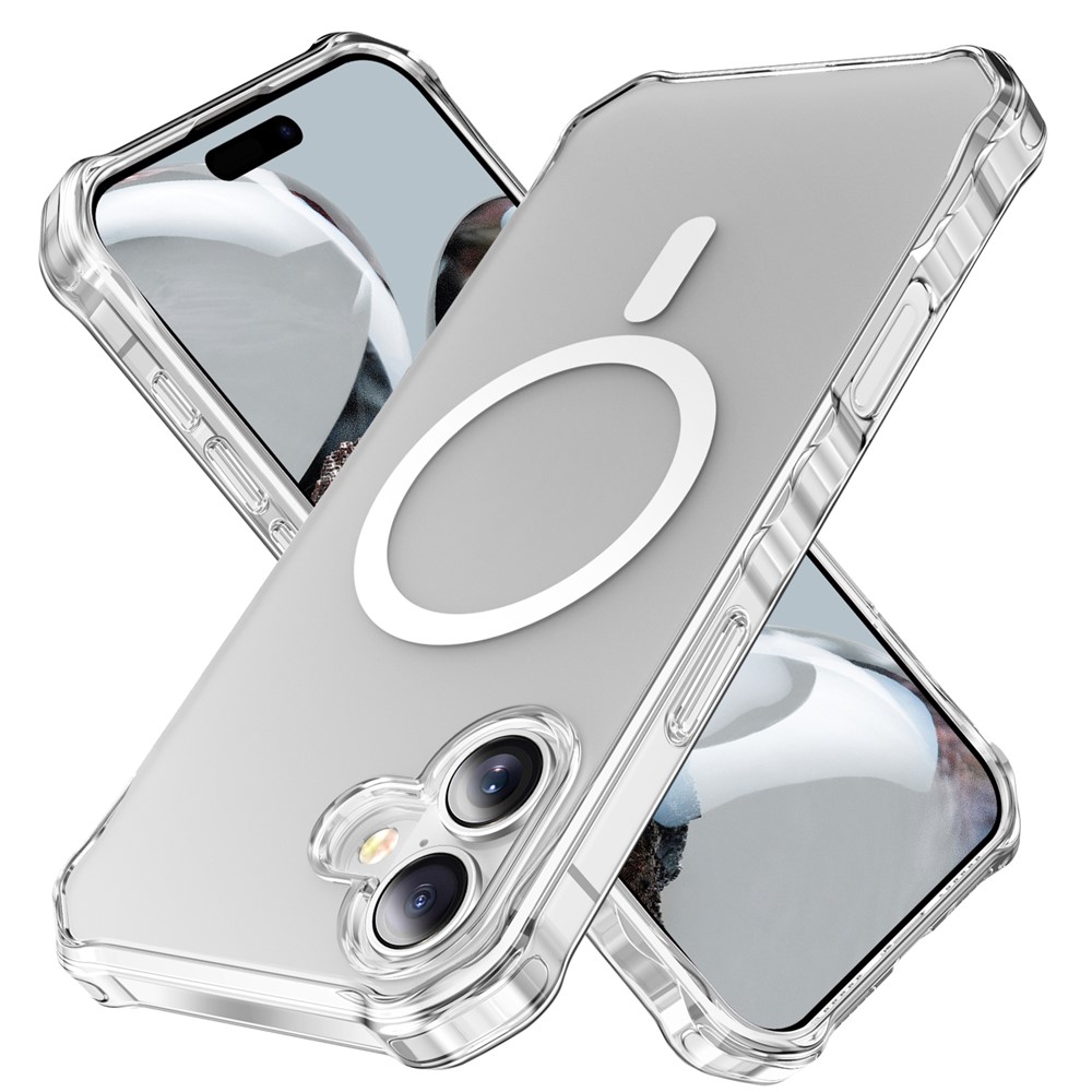 For iPhone 16 Plus Case Compatible with MagSafe Small Wavy Edge PC + TPU Phone Cover - Transparent