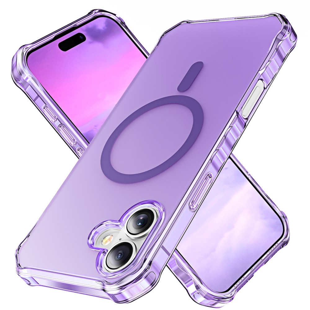 For iPhone 16 Plus Case Compatible with MagSafe Small Wavy Edge PC + TPU Phone Cover - Purple