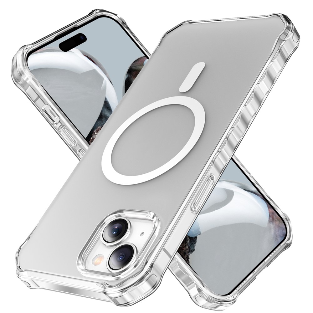 For iPhone 15 Case Compatible with MagSafe Small Wavy Edge PC + TPU Phone Cover - Transparent