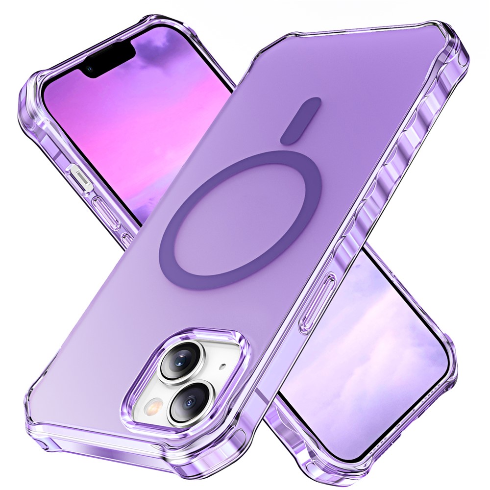 For iPhone 14 Case Compatible with MagSafe Small Wavy Edge PC + TPU Phone Cover - Purple