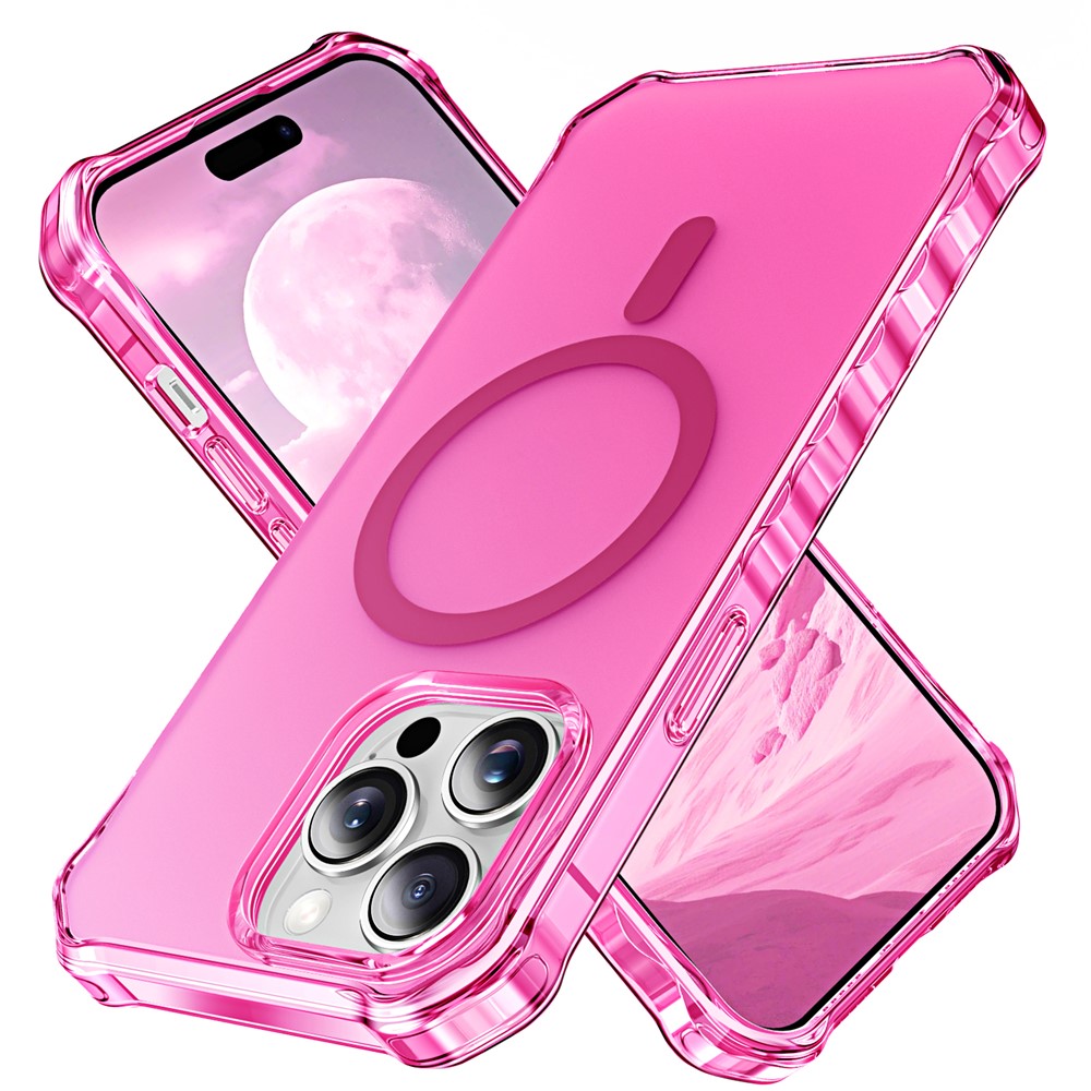 For iPhone 14 Pro Case Compatible with MagSafe Small Wavy Edge PC + TPU Phone Cover - Rose