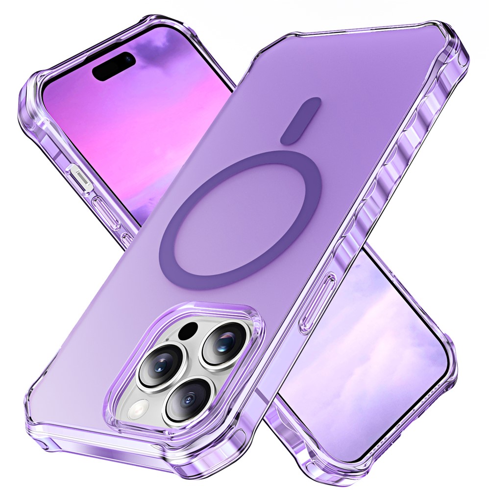 For iPhone 14 Pro Max Case Compatible with MagSafe Small Wavy Edge PC + TPU Phone Cover - Purple