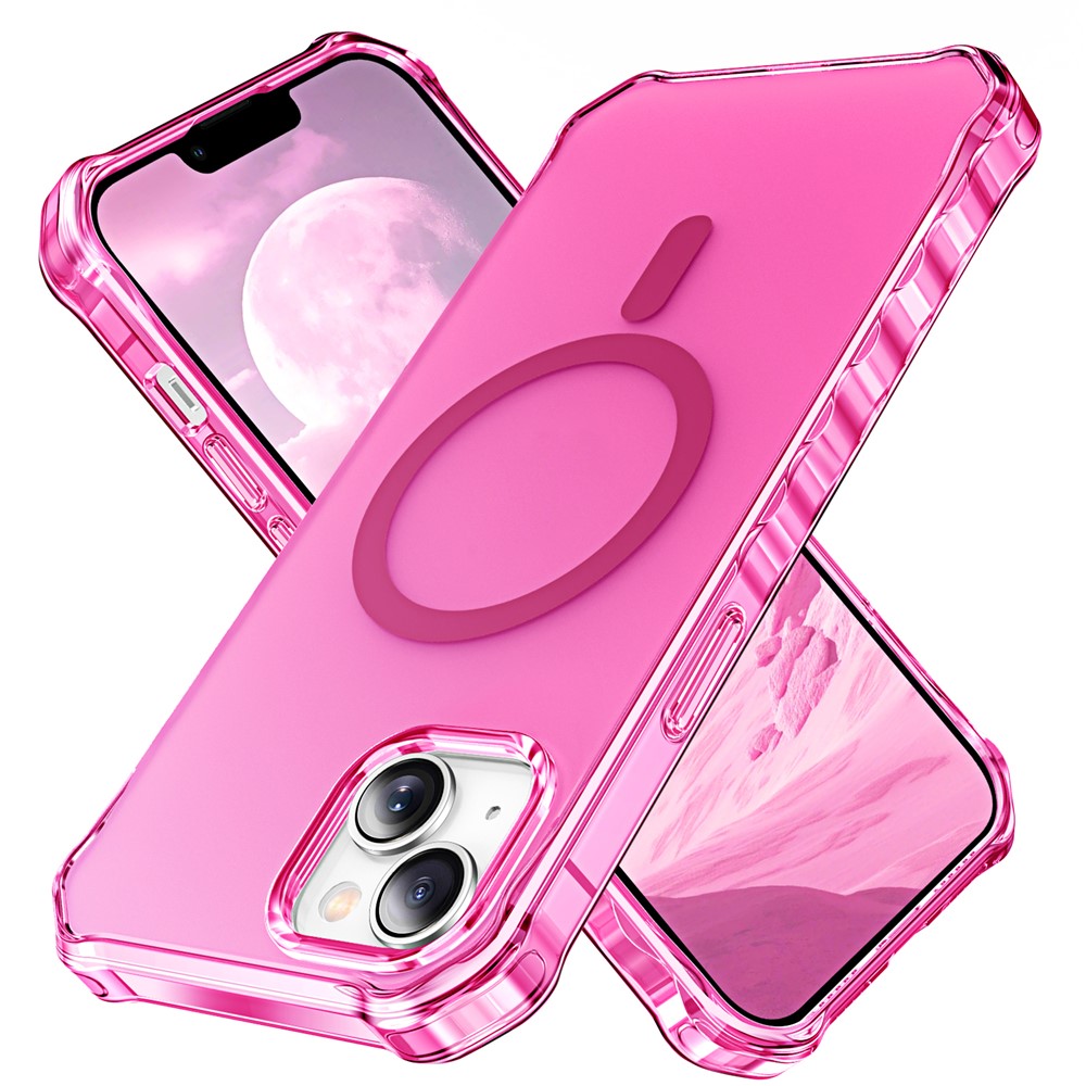 For iPhone 13 Case Compatible with MagSafe Small Wavy Edge PC + TPU Phone Cover - Rose