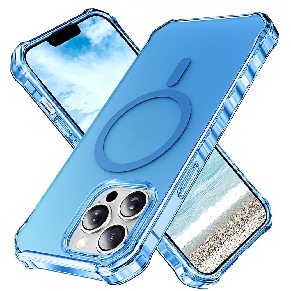 For iPhone 13 Pro Case Compatible with MagSafe Small Wavy Edge PC + TPU Phone Cover - Blue