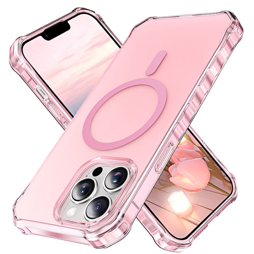 For iPhone 13 Pro Max Case Compatible with MagSafe Small Wavy Edge PC + TPU Phone Cover - Pink