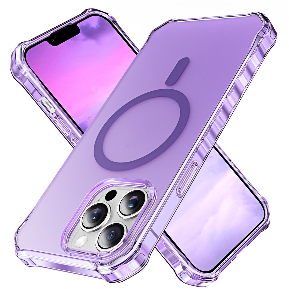 For iPhone 13 Pro Max Case Compatible with MagSafe Small Wavy Edge PC + TPU Phone Cover - Purple