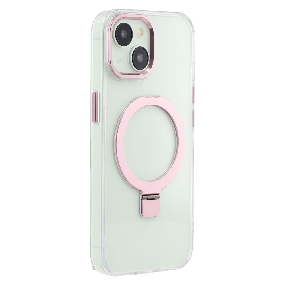 For iPhone 13 Case Compatible with MagSafe Kickstand TPU + PC Clear Phone Cover - Rose Gold
