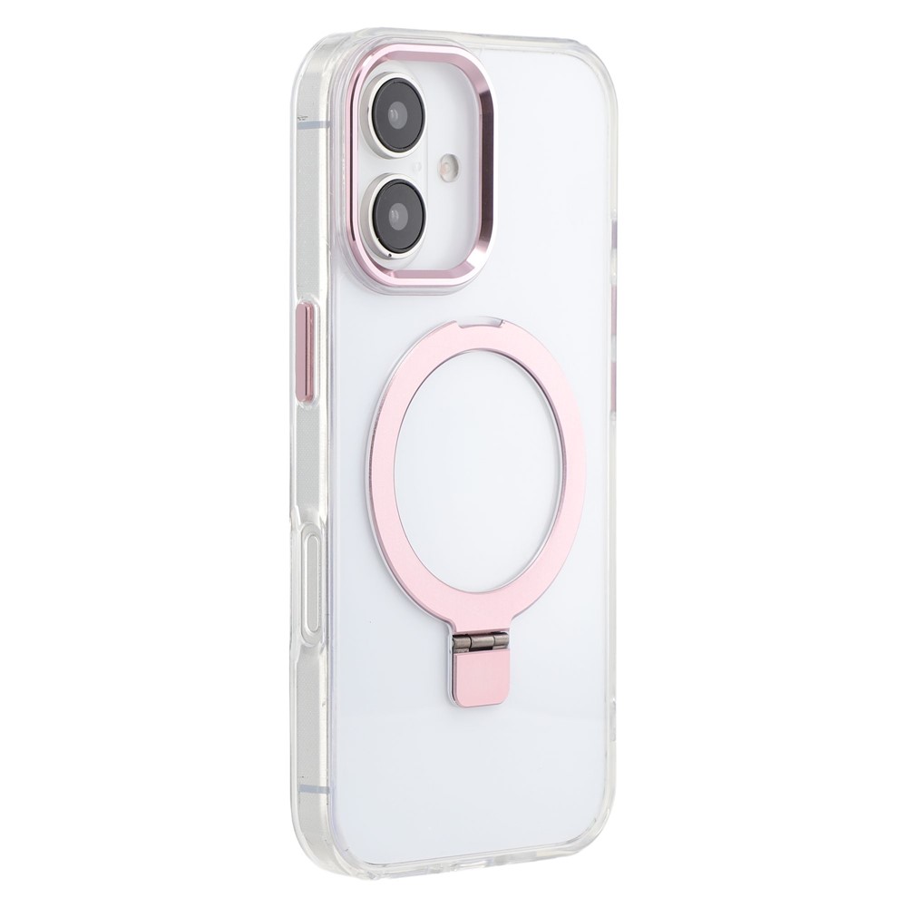 For iPhone 16 Plus Case Compatible with MagSafe Kickstand TPU + PC Clear Phone Cover - Rose Gold