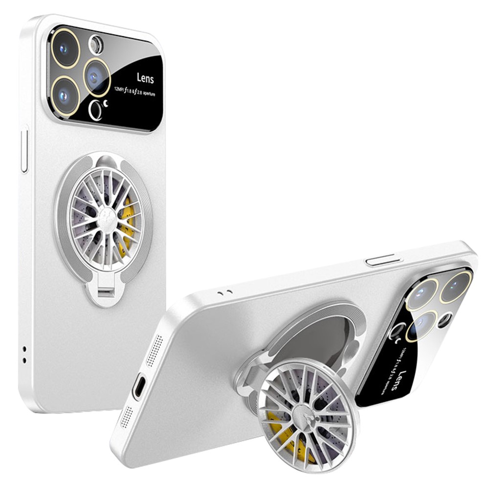 For iPhone 15 Pro Max Case Compatible with MagSafe Hard PC Kickstand Phone Cover - Ivory White