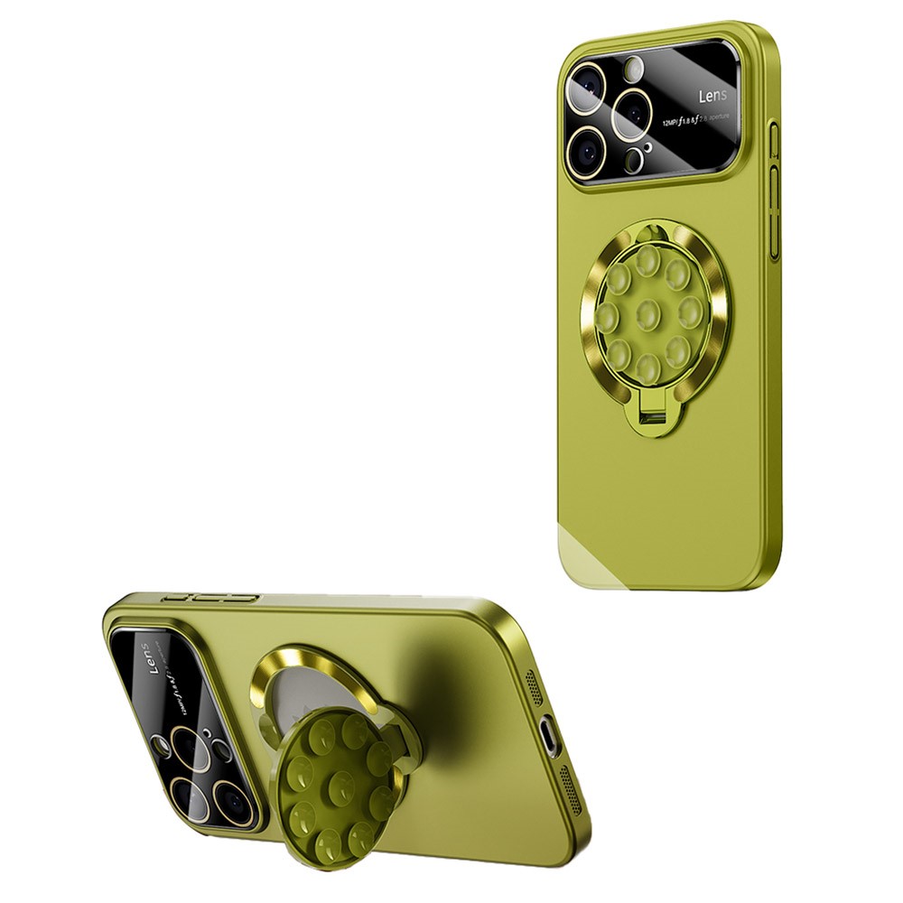 For iPhone 15 Pro Max Case Compatible with MagSafe Suction Cup Kickstand PC Phone Cover - Green