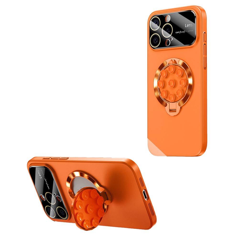 For iPhone 15 Pro Max Case Compatible with MagSafe Suction Cup Kickstand PC Phone Cover - Orange