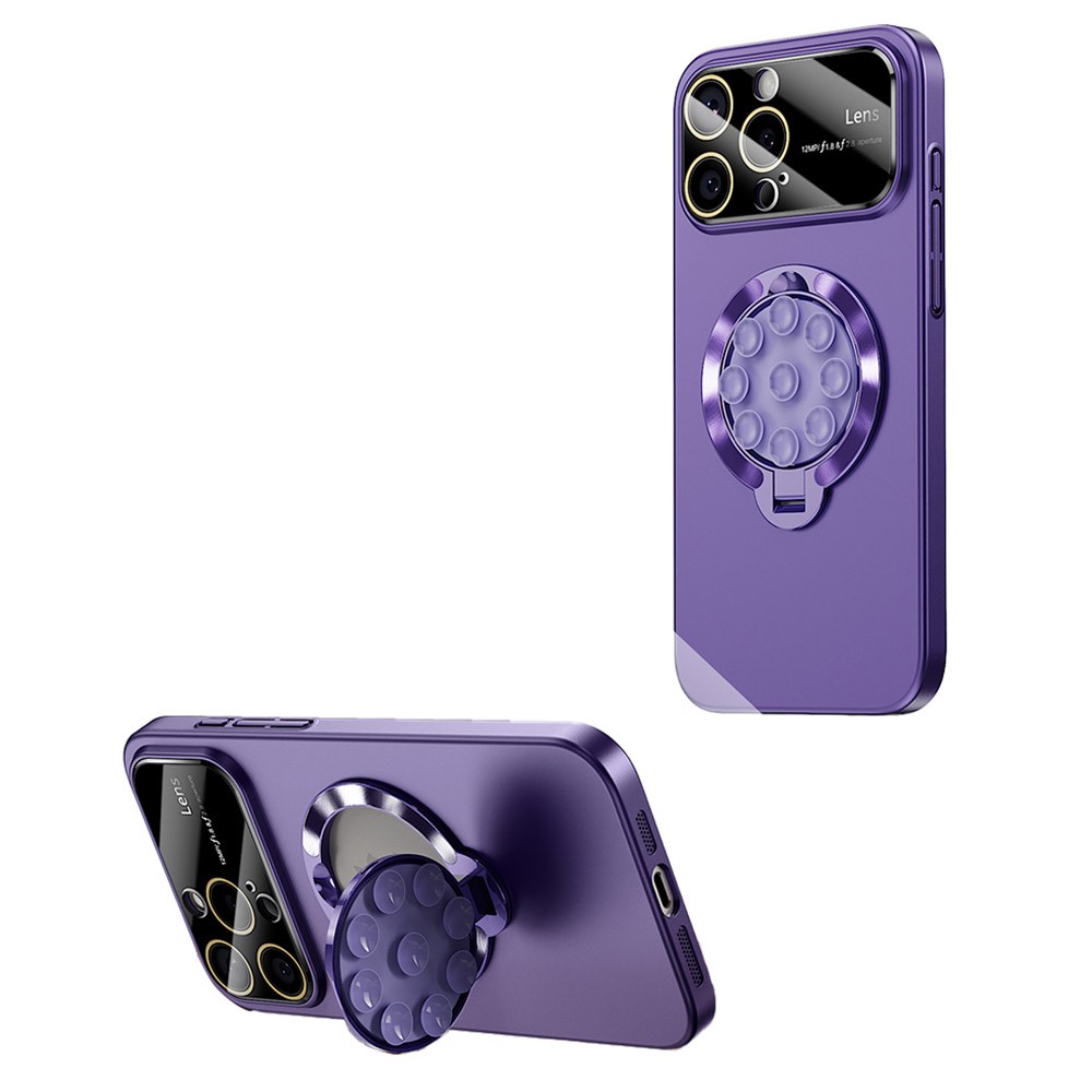 For iPhone 15 Pro Max Case Compatible with MagSafe Suction Cup Kickstand PC Phone Cover - Dark Purple