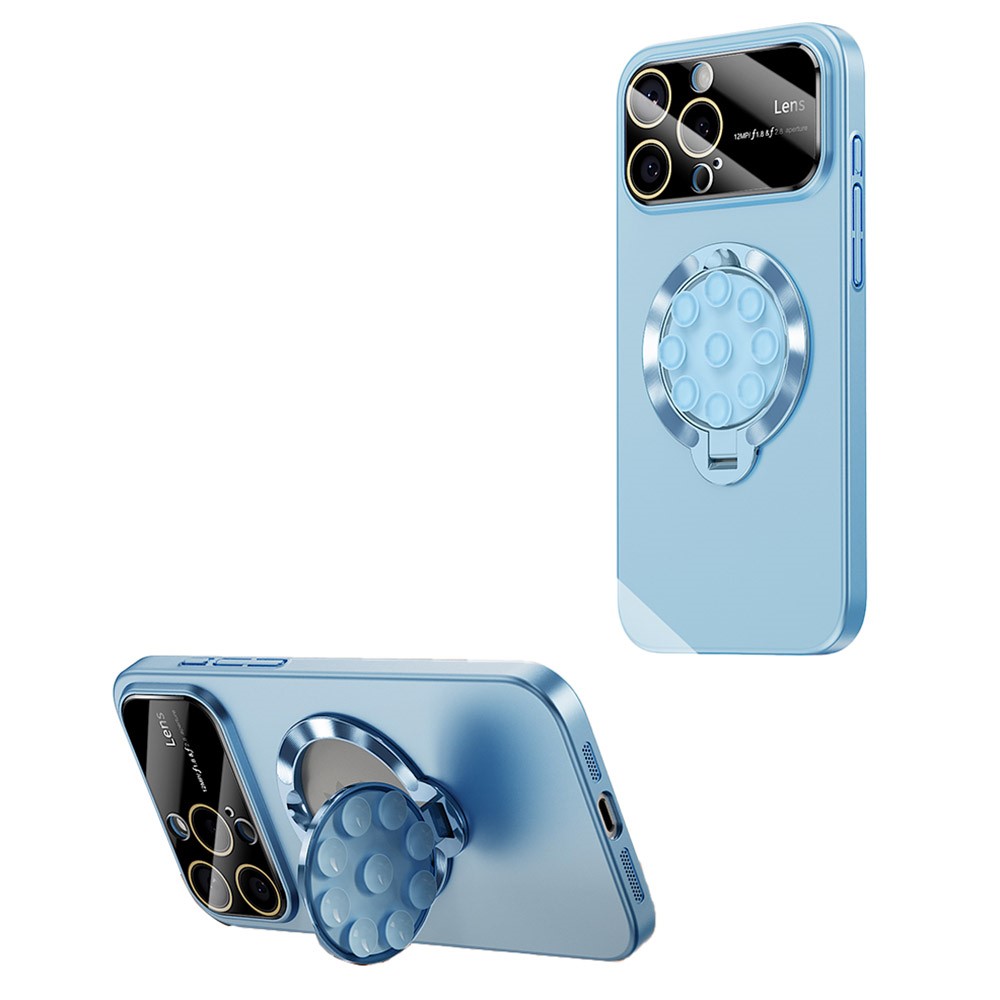 For iPhone 15 Pro Max Case Compatible with MagSafe Suction Cup Kickstand PC Phone Cover - Blue
