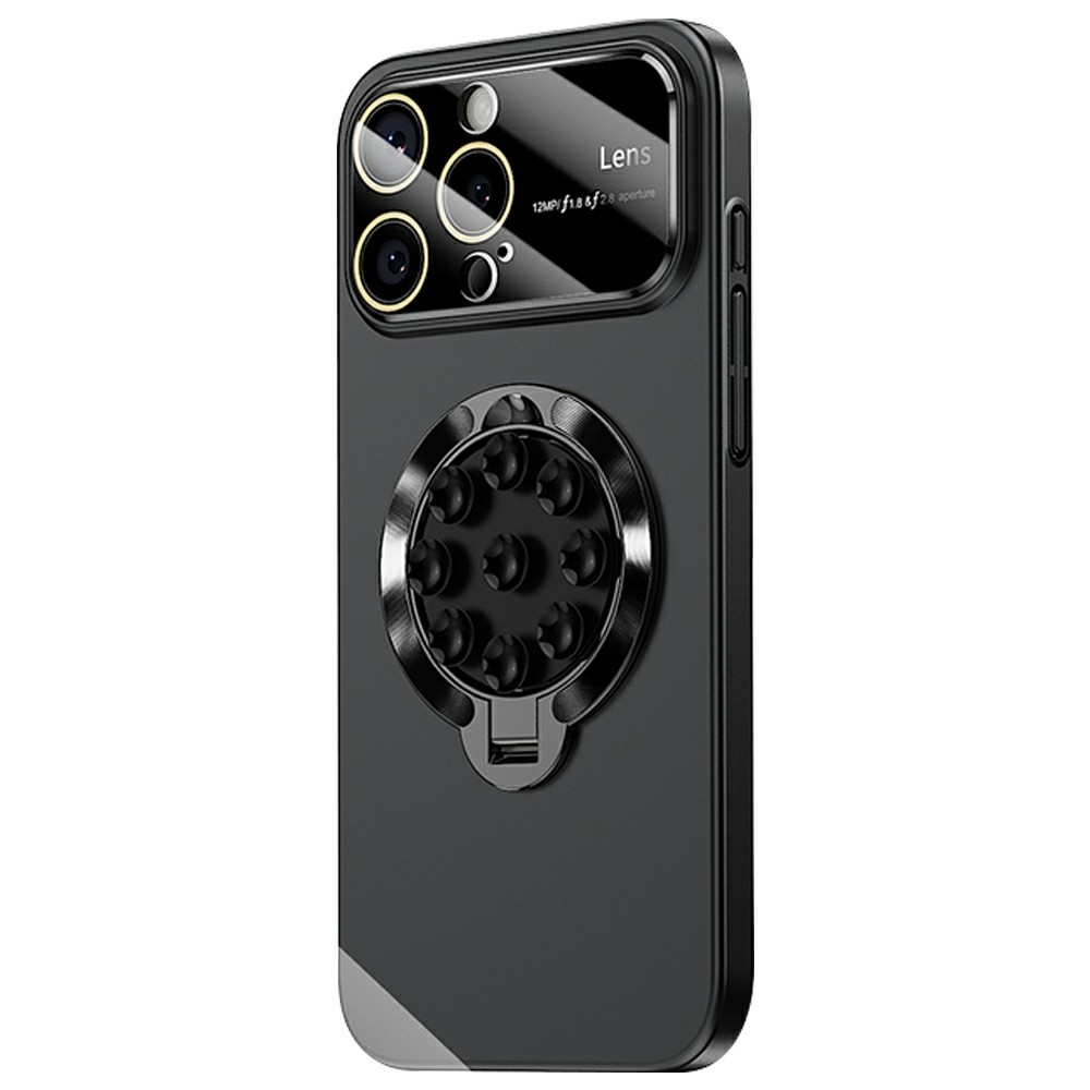 For iPhone 14 Pro Max Case Compatible with MagSafe Suction Cup Kickstand PC Phone Cover - Black