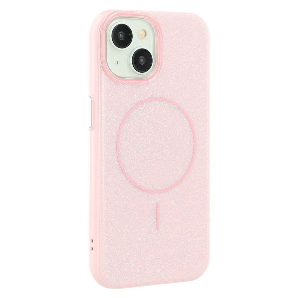 For iPhone 15 Case Compatible with MagSafe Glitter Design IMD TPU + PC Phone Back Cover - Pink