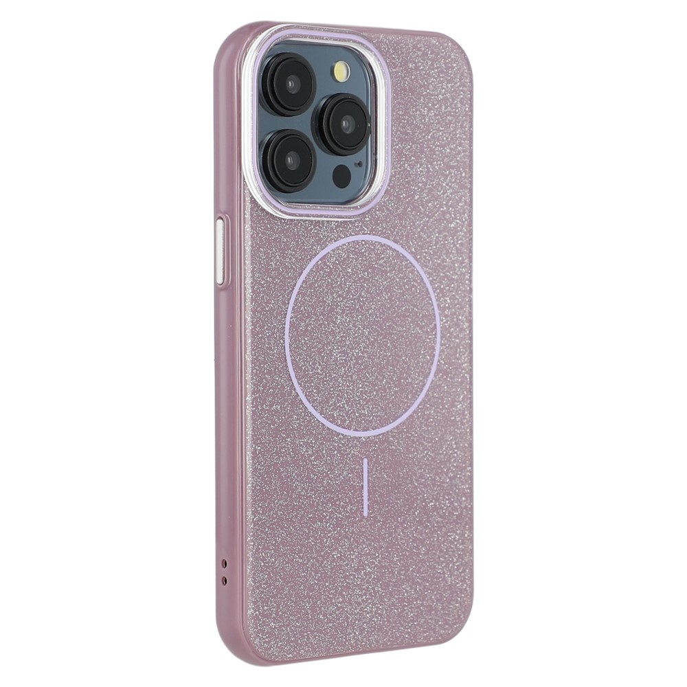 For iPhone 15 Pro Max Case Compatible with MagSafe Glitter Design IMD TPU + PC Phone Back Cover - Purple