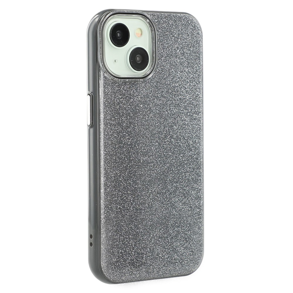 For iPhone 15 Case Glitter Design IMD TPU + PC Phone Back Cover - Black