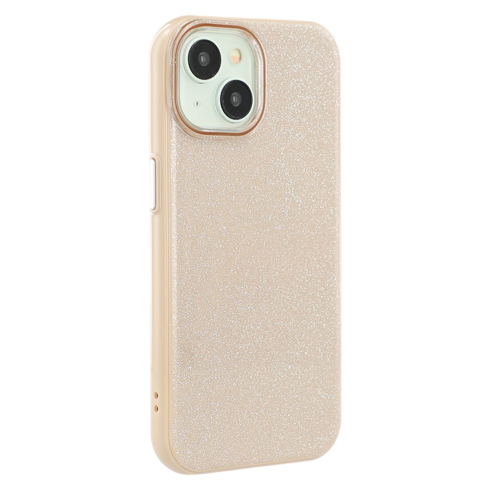 For iPhone 15 Case Glitter Design IMD TPU + PC Phone Back Cover - Desert Gold