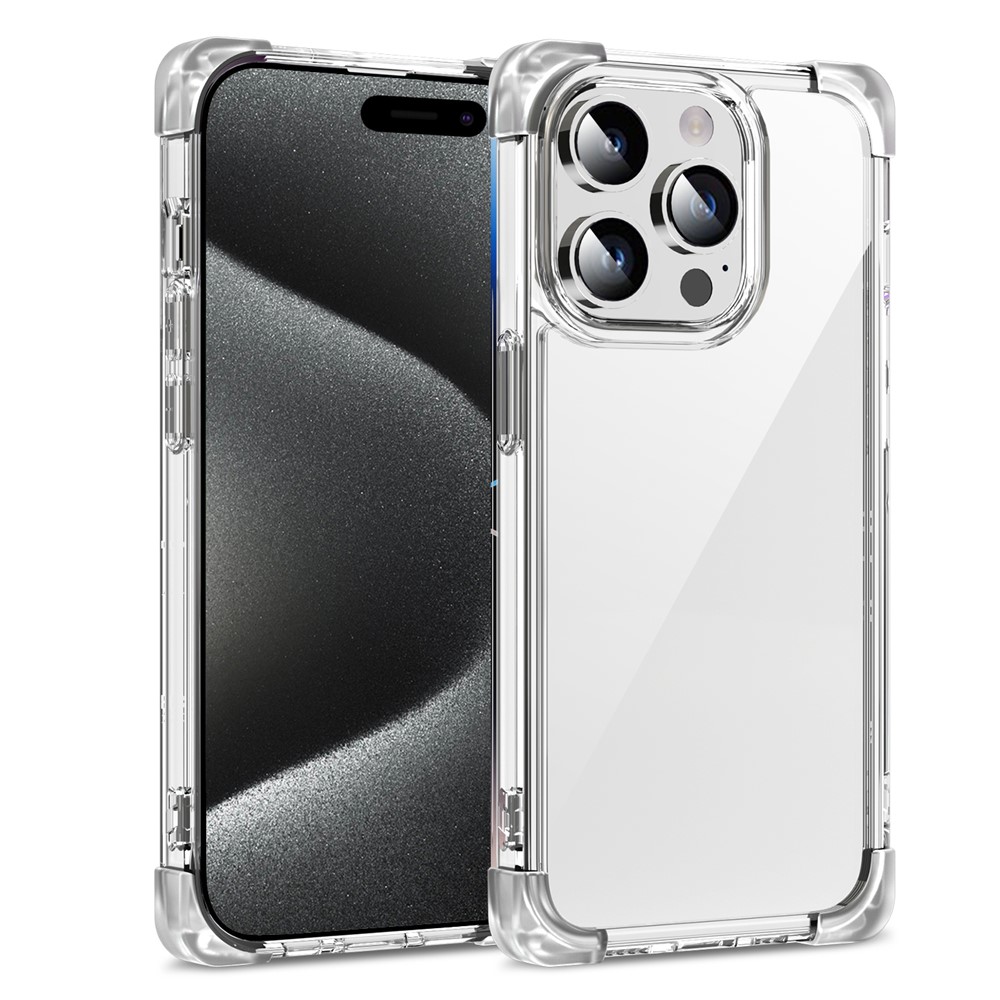 For iPhone 15 Pro Max Case Reinforced Corners TPU + Acrylic Clear Phone Back Cover - Transparent